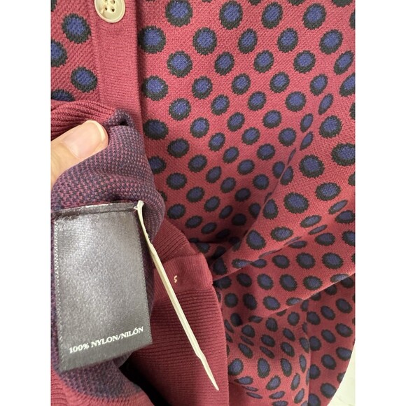 Ann Taylor Burgundy Polka Dot Cardigan Button Up M Nylon Sweater NWT - Picture 5 of 7